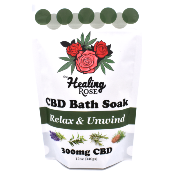 Relax & Unwind Bath Soak (300mg CBD, 12oz) The Healing Rose