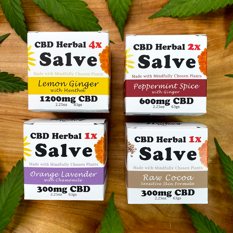 CBD Salve For Sale - Full Collection - Boxes w Leaves SMALL